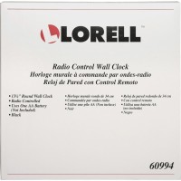 Lorell 1314 Radio Controlled Wall Clock Analog Quartz White Main Dial BlackPlastic Case