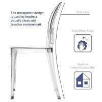 Modway Casper Modern Acrylic Stacking Four Dining Armchairs In Clear