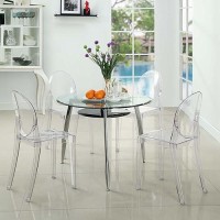 Modway Casper Modern Acrylic Stacking Four Dining Armchairs In Clear