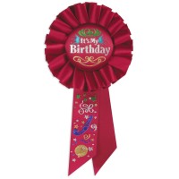 Red Its My Birthday Rosette