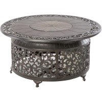 Bellagio 48 Round Cast Aluminum Gas Fire PitChat Table with Glacier Ice Firebeads
