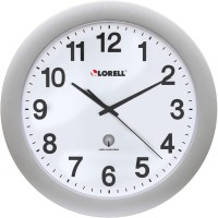 Lorell 12 Round Radiocontrolled Wall Clock Analog Quartz White Main Dial Silverplastic Case