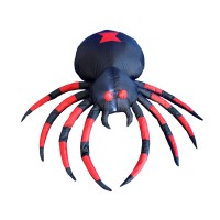 4 Foot Wide Halloween Inflatable Black Red Spider Led Lights Decor Outdoor Indoor Holiday Decorations Blow Up Lighted Yard Deco