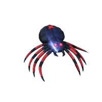 4 Foot Wide Halloween Inflatable Black Red Spider Led Lights Decor Outdoor Indoor Holiday Decorations Blow Up Lighted Yard Deco