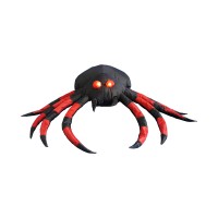 4 Foot Wide Halloween Inflatable Black Red Spider Led Lights Decor Outdoor Indoor Holiday Decorations Blow Up Lighted Yard Deco