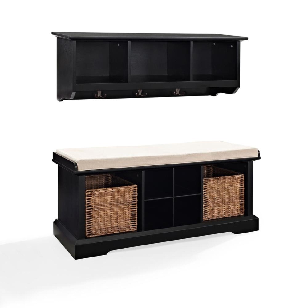 Brennan 2Pc Entryway Set BlackTan Bench Shelf