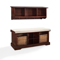 Brennan 2Pc Entryway Set MahoganyTan Bench Shelf