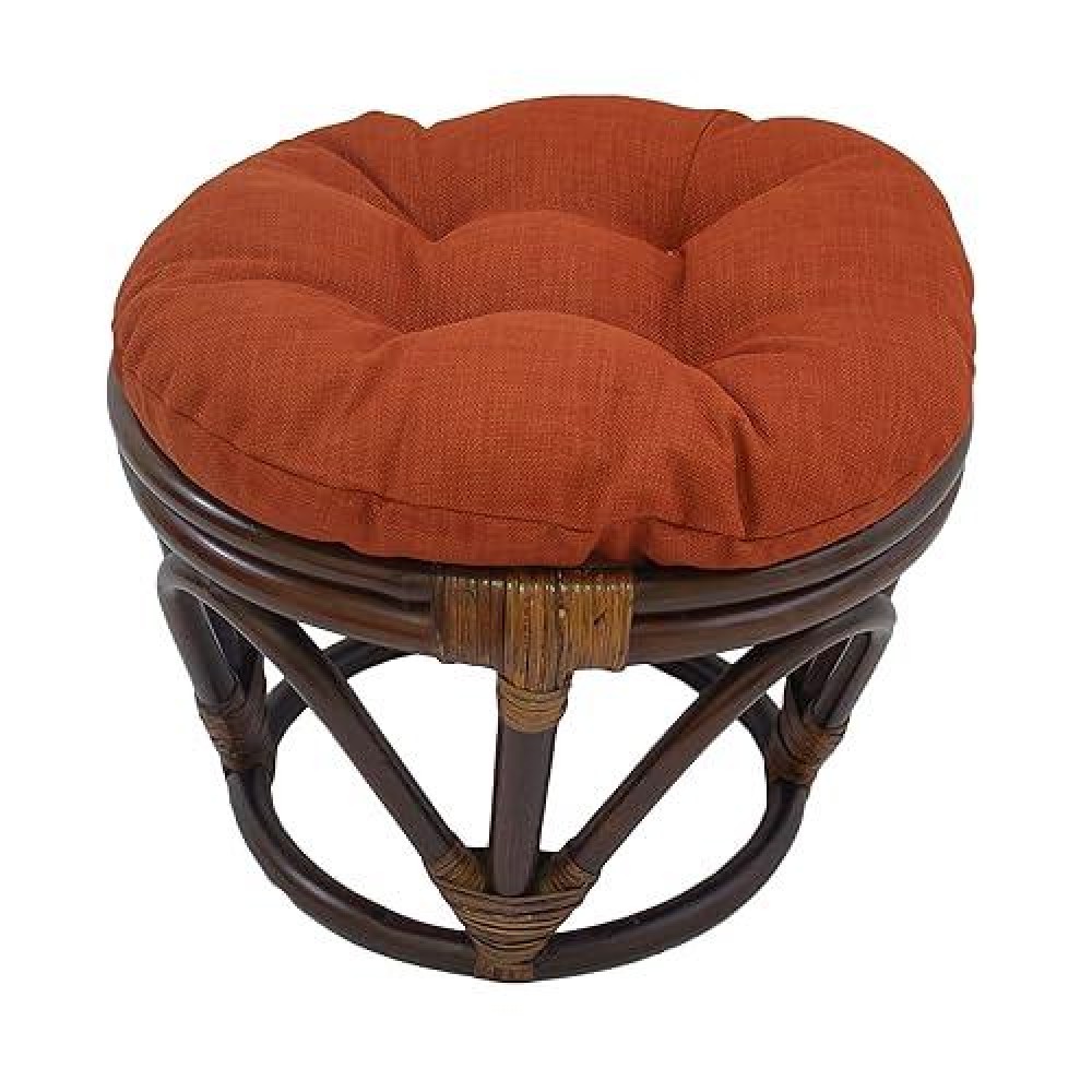 Blazing Needles Round Solid Spun Polyester Tufted Footstool Cushion, 18