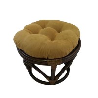 International Caravan Furniture Piece Rattan Ottoman With Micro Suede Cushion