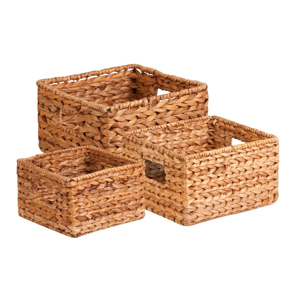 HoneycanDo STO02882 Nesting Banana Leaf Baskets Multisize 3PackNatural
