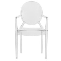 Leisuremod Mid-Century Modern Carroll Plastic Dining Armchair, Stackable Accent Side Chair For Dining Room And Kitchen, Set Of 4 (Clear)