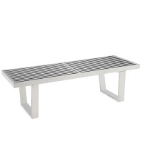 Modway Sauna Stainless Steel 4' Bench In Silver