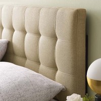 Modway Lily Tufted Linen Fabric Upholstered Queen Headboard In Beige