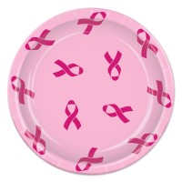 Beistle 58033 Pink Ribbon Round Plates 8 Pcs