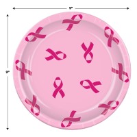 Beistle 58033 Pink Ribbon Round Plates 8 Pcs