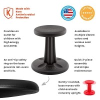 Kore Kids Pre-Teen Wobble Chair - Flexible Seating Stool For Classroom, Home & School, Add/Adhd - Made In The Usa - Age 10-11, Grade 5-6, Black (18.7In)