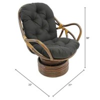 International Caravan Furniture Piece Swivel Rocker With Twill Cushion, Black