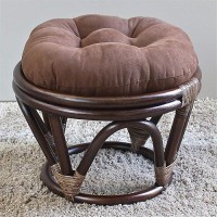 International Caravan Furniture Piece Rattan Ottoman With Micro Suede Cushion