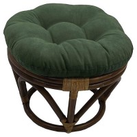 International Caravan Furniture Piece Rattan Ottoman With Micro Suede Cushion