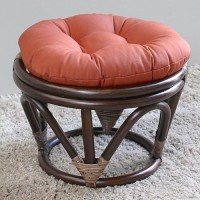 International Caravan Furniture Piece Rattan Footstool With Twill Cushion