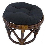 International Caravan Furniture Piece Rattan Footstool With Twill Cushion