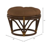 International Caravan Furniture Piece Rattan Footstool With Twill Cushion