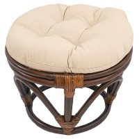 International Caravan Furniture Piece Rattan Footstool With Twill Cushion