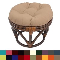 International Caravan Furniture Piece Rattan Footstool With Twill Cushion