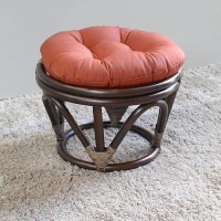 International Caravan Furniture Piece Rattan Footstool With Twill Cushion