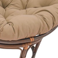 International Caravan Furniture Piece 42-Inch Rattan Papasan Chair With Solid Twill Cushion