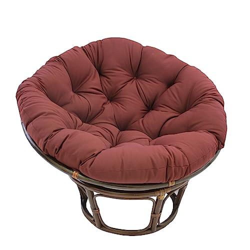 International Caravan Furniture Piece 42-Inch Rattan Papasan Chair With Solid Twill Cushion