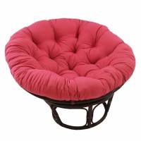 International Caravan Furniture Piece 42-Inch Rattan Papasan Chair With Solid Twill Cushion