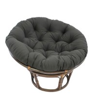 International Caravan Furniture Piece 42-Inch Rattan Papasan Chair With Solid Twill Cushion