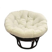 International Caravan Furniture Piece 42-Inch Rattan Papasan Chair With Solid Twill Cushion