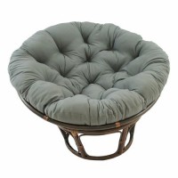 International Caravan Furniture Piece 42-Inch Rattan Papasan Chair With Solid Twill Cushion