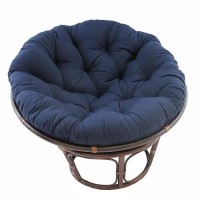 International Caravan Furniture Piece 42-Inch Rattan Papasan Chair With Solid Twill Cushion