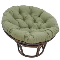 International Caravan Furniture Piece 42-Inch Rattan Papasan Chair With Solid Twill Cushion