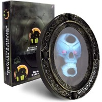 Scary Motion Activated Skull Haunted Mirror With Creepy Sound And Light Horror Prop For Indoor Halloween Party Decorations