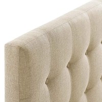 Modway Emily Tufted Button Linen Fabric Upholstered King Headboard In Beige