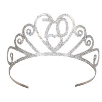 Beistle 6063370 Glittered Metal 70 Tiara Silver