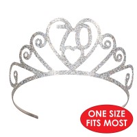 Beistle 6063370 Glittered Metal 70 Tiara Silver