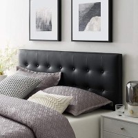 Modway Emily Button Tufted Faux Leather Upholstered Full Headboard In Black