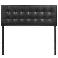 Modway Emily Button Tufted Faux Leather Upholstered Full Headboard In Black