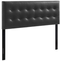 Modway Emily Button Tufted Faux Leather Upholstered Full Headboard In Black