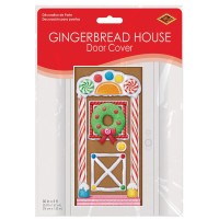 Beistle Printed Plastic Indooroutdoor Christmas Party Decorations Gingerbread House Door Cover 30 By 5Inch Multicolored