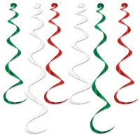 Beistle Twirly Whirlys 4 To 24Inch2 To 36Inch Redwhitegreen