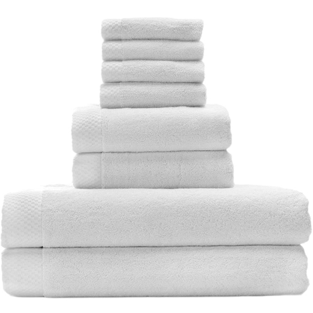 Bedvoyage 100% Organically Grown Viscose Derived From Bamboo Towels - 8Pc Highly Absorbent, Extra Large Organic Bath Towels, Washcloth & Luxury Hand Towels - Hotel Quality Towels White