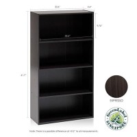 Furinno Pasir 4-Tier Bookcase / Bookshelf / Storage Shelves, Espresso