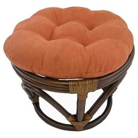 International Caravan Furniture Piece Rattan Ottoman With Micro Suede Cushion