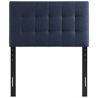 Modway Lily Tufted Linen Fabric Upholstered Twin Headboard In Navy